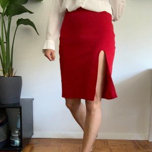 Red midi stretchy skirt